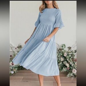 Jessakae Wandering Willoughby Midi Blue XS Dress